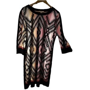 London Times Woman  dress 3/4 sleeve knee length stretch 16 Stretch Geometric